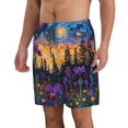 thumbnail image 2 of KLL Cosmic Irises At Twilight Men's Casual Summer Beach Shorts Hawaiian Shorts with Pockets-Small, 2 of 5