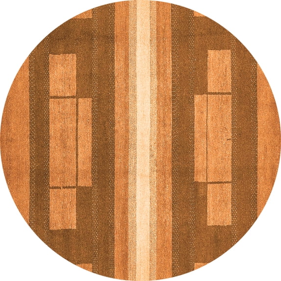 Ahgly Company Indoor Round Abstract Orange Modern Area Rugs, 5' Round