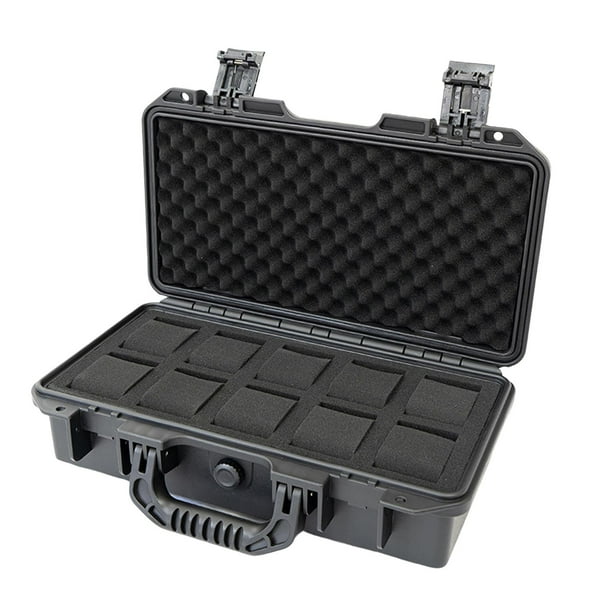 Estuche portátil para reloj, a prueba de golpes, caja de almacenamiento, colección de regalo con estuche de transporte C Negro con 10