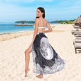 thumbnail image 6 of FORMRS Womens Beach Sarong Semi-Sheer Bikini Wrap Skirt Swimsuit Cover-ups, Black Moon, 6 of 7