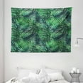 thumbnail image 1 of Leaf Tapestry, Watercolored Old Design Print of Palm Tropic Exotic Forest Leaves, Wall Hanging for Bedroom Living Room Dorm Decor, 80W X 60L Inches, Dark Green and Forest Green, by Ambesonne, 1 of 2