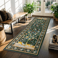 thumbnail image 3 of MJIAexp 2'x6' Boho Floral Runner Rug,Non Slip Washable Floral Hallway Runner Rug with Rubber Backing, Low Pile Faux Wool Carpet for Kitchen, Laundry, Bedroom, Entrance, 3 of 7