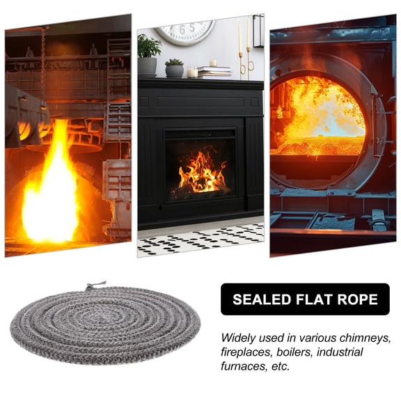 SOPOTUTU Heat Resistant Fireplace Door Seal Fiberglass Gasket Grey 1 Roll for Wood Stove and Fireplace