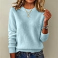 thumbnail image 4 of Womens Lightweight Sweaters Crew Neck Long Sleeve Ribbed Knit Tops Casual Loose Fit Sweater Dressy Business Fall Outfits Soft Jumper Sweaters Womens Fashion Clothing(Light Blue,L), 4 of 8