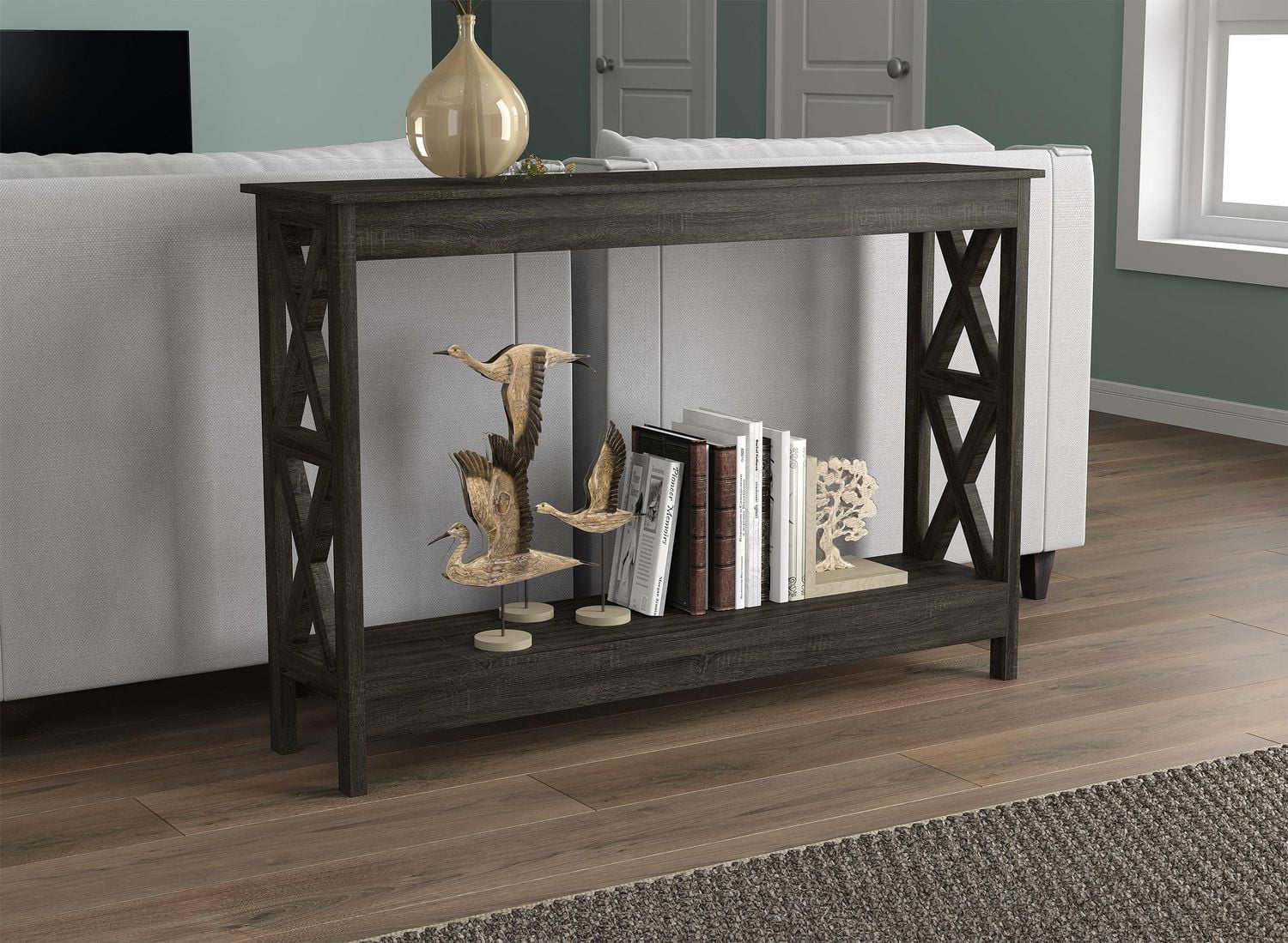 Safdie & Co. Console Table 47.25L Dark Grey 1 Shelf
