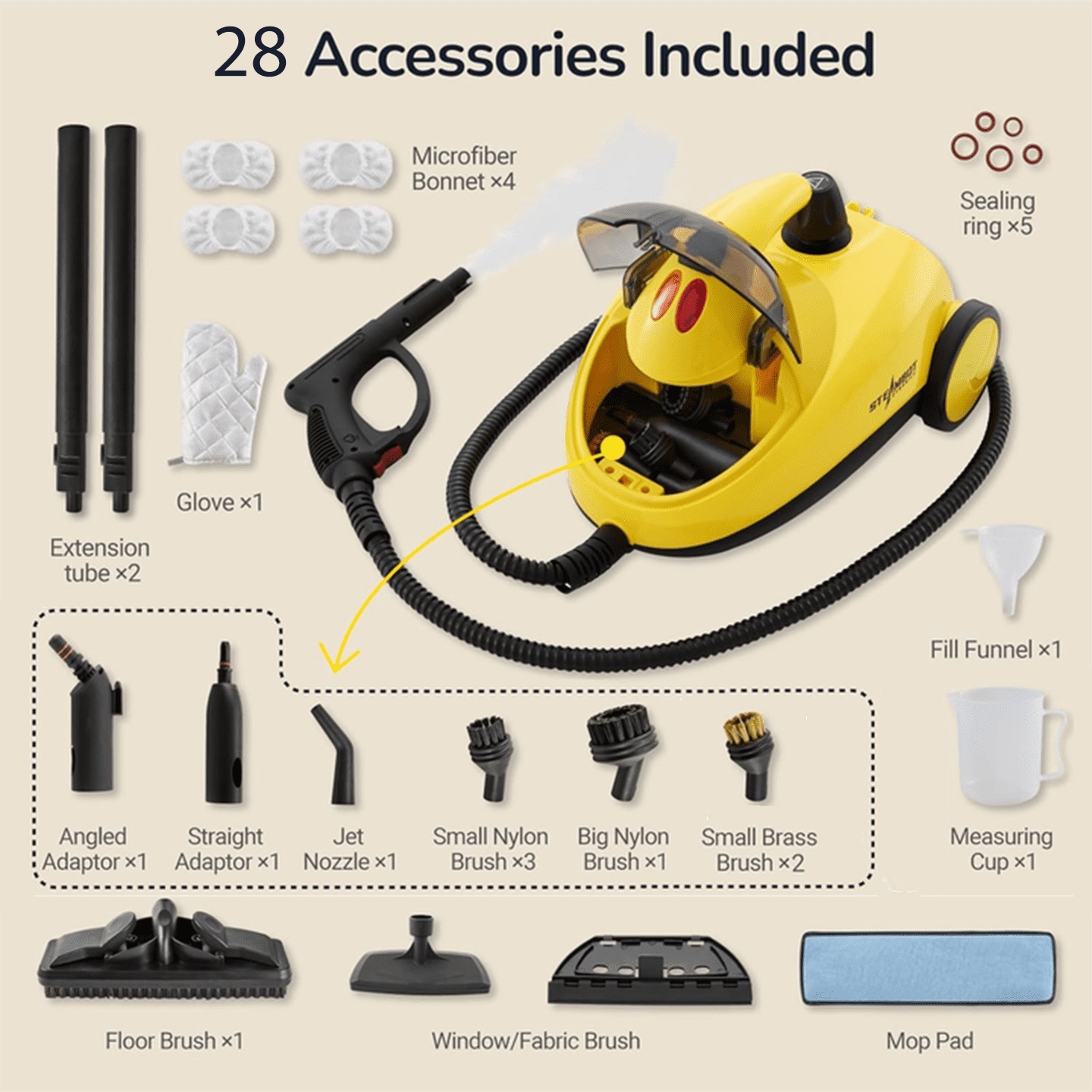 STEAMBOT  Steam Cleaner with 28-in-1 powerful,Applicable to different floor materials Strong rotational force and convenient to use