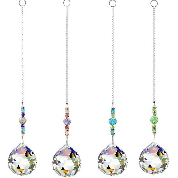 4 Uds atrapasoles de cristal, colgantes de prisma de bola de cristal transparente de 30mm, fabricante de arcoíris de cristal para ventana, atrapasol de adorno, llanto colgante Adepaton CZJJ-ZH103