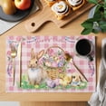 thumbnail image 2 of Happy Easter Placemats Set of 8, Spring Easter Eggs Bunny Floral Pink Plaid Placemats for Dining Table, Place Mats for Kitchen Tabletop, Waterproof Wipeable Dining Table Mats Set, 2 of 9