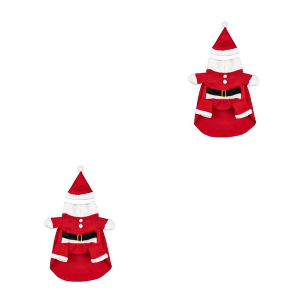 Greeniant Invierno frío Navidad Ropa para mascotas Mantener caliente Cómodo Traje de Papá Noel Ropa de dibujos animados Accesorio para XXL 2Conjunto