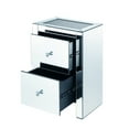 thumbnail image 3 of Rectangular Wooden Night Table with Glass Top and 2 Drawers, Silver- Saltoro Sherpi, 3 of 5