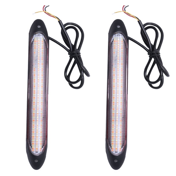 Riwesomey 2 unids/set luz de circulación diurna coche LED DRL lámpara de conducción diurna accesorios para automóviles Bombillas para automóviles Negro 15.5 cm De colorido a amarillo