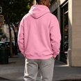 thumbnail image 4 of Men's Basic Baggy Hoodie, Long Sleeve Drawstring Hooded Sweatshirt, Fall Solid Color Casual Loose Fit Pullover with Pocket Pink XL, 4 of 6