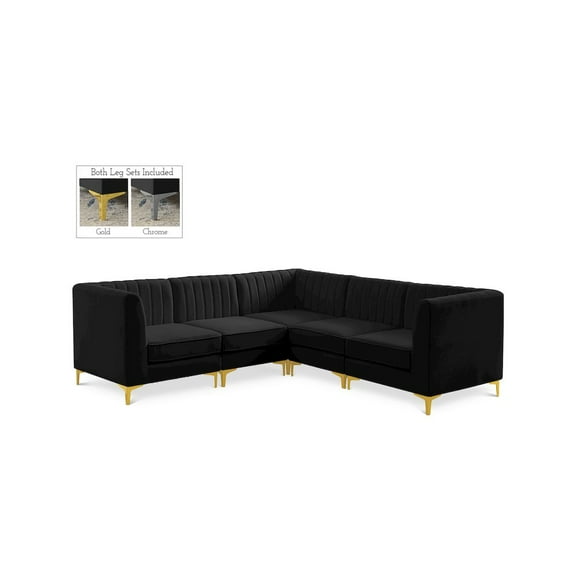 Meridian Furniture Alina Black Velvet Modular Sectional