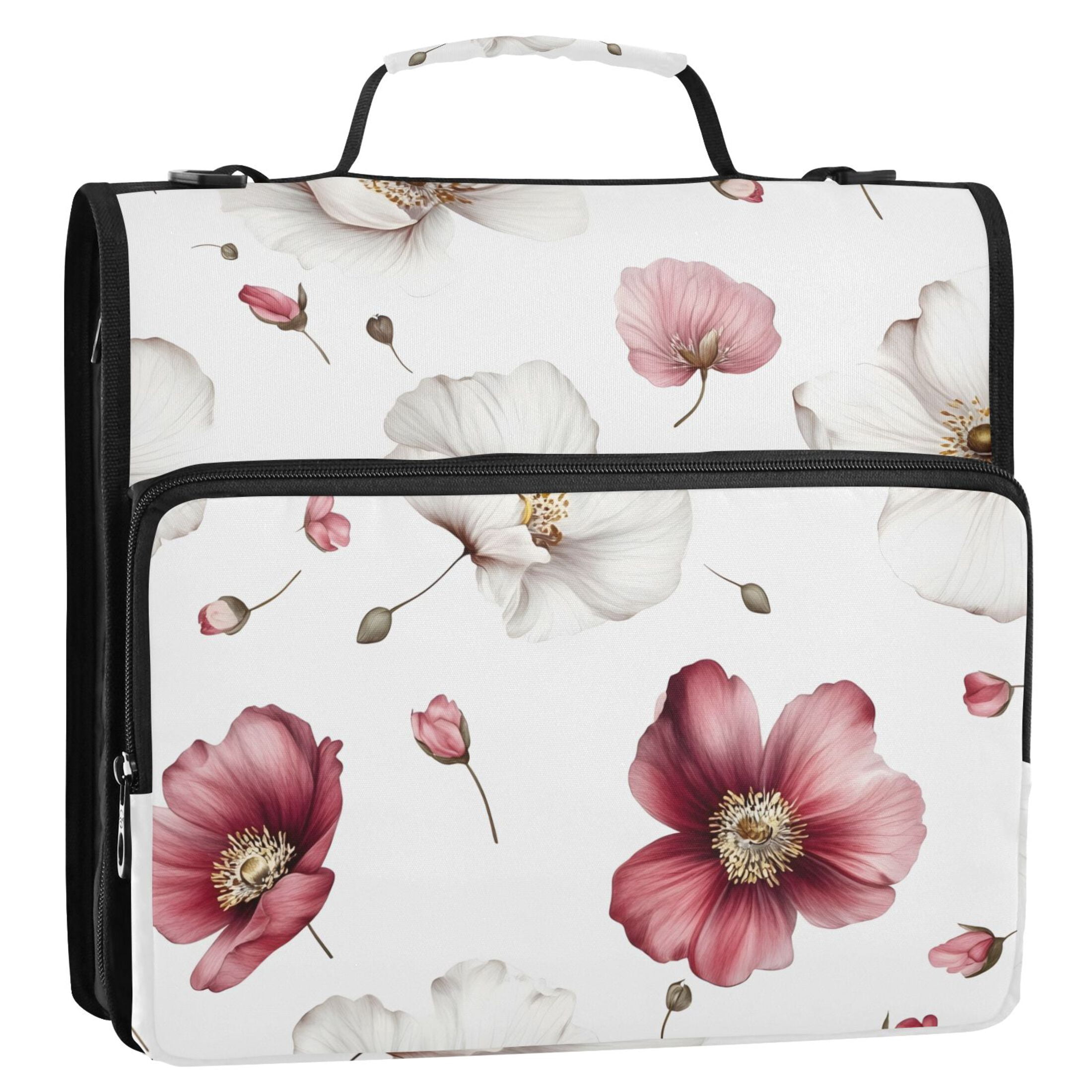 ALAZA Zipper Binder Flower 3 Ring Trapper Keeper File Folder Organizer Bag