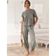 thumbnail image 2 of Conjuntos de suéter de dos piezas para mujer, suéteres de punto, tops y pantalones de cintura alta, chándal, conjuntos de salón, gris claro, mediano esquí esquí Gafas de esquí, 2 of 5