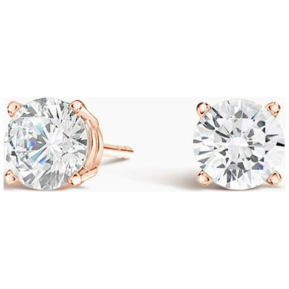 Paris Jewelry 14k Rose Gold 1/4 Carat Round Created White Diamond Stud Earrings