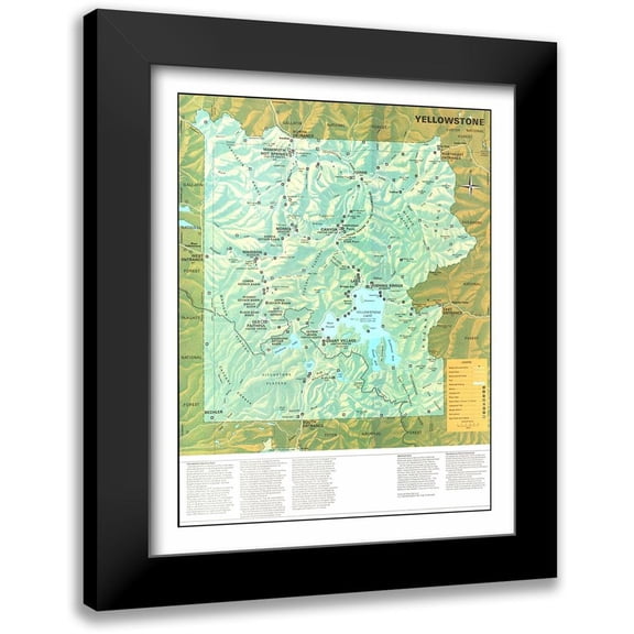 Park Services 12x14 Black Modern Framed Museum Art Print Titled - Yellowstone National Park - US Park Services 1972