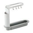 thumbnail image 1 of Estante telescópico de almacenamiento para fregadero, escurridor ajustable, cesta de drenaje para fregadero de cocina con esponja de limpieza (gris), 1 of 5