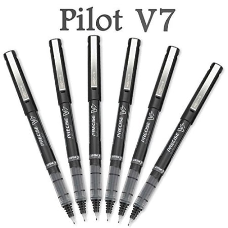 Pilot Precise V7 Stick Rolling Ball Pens Fine Point Black Ink 6 Pack