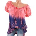 thumbnail image 3 of Guardurnaity Blusa Manga Corta Camisa Estampada Blusa Cuello V Mujer Top Verano Prendas para la parte del cuerpo Luz roja M, 3 of 6