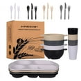 thumbnail image 1 of Nvzi 24Pcs Wheat Straw Dinnerware Cutlery Sets, Divided Plates Unbreakable Bowl Microwave Dishwasher Safe Tableware Cutlery -Multicolour B, 1 of 4