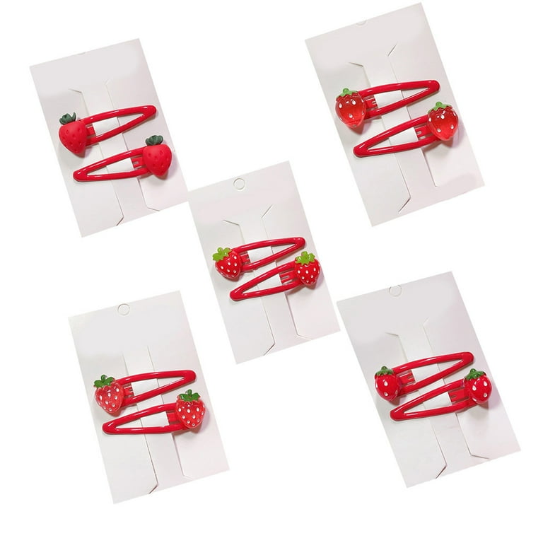 Strawberry Hair Bow Clip Pin Girls Fruit Hair Barrettes Strawberry Ribbon  Bow BBG24 (Ponytail Holder Bows)