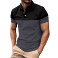 thumbnail image 1 of Men's Four Seasons Leisure Fashion Assorted Colors Design Lapel Button Short Sleeve Tops, 1 of 6