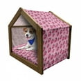 thumbnail image 1 of Fruit Pet House, Pop Art Style Strawberry Pattern Vibrant Toned Retro Fresh Fashion Graphic, Outdoor & Indoor Portable Dog Kennel with Pillow and Cover, 5 Sizes, Pale Pink Magenta, by Ambesonne, 1 of 5