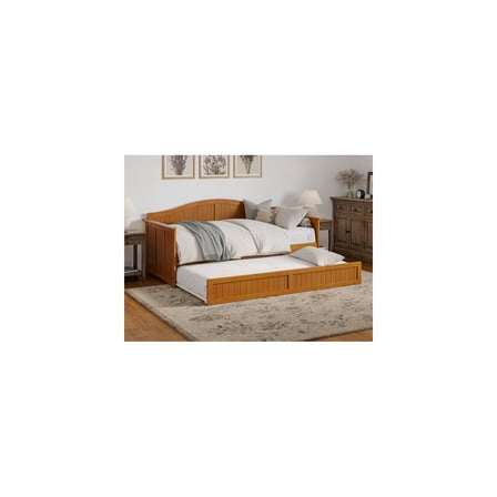 Maykoosh Urban Oasis Twin Size Daybed with Twin Trundle in Light Toffee - 40" x 78.75" x 34.63" Daybed; Trundle 73.75" x 38.75" x 10.25" - Slat Kit Support, No Foundation Required
