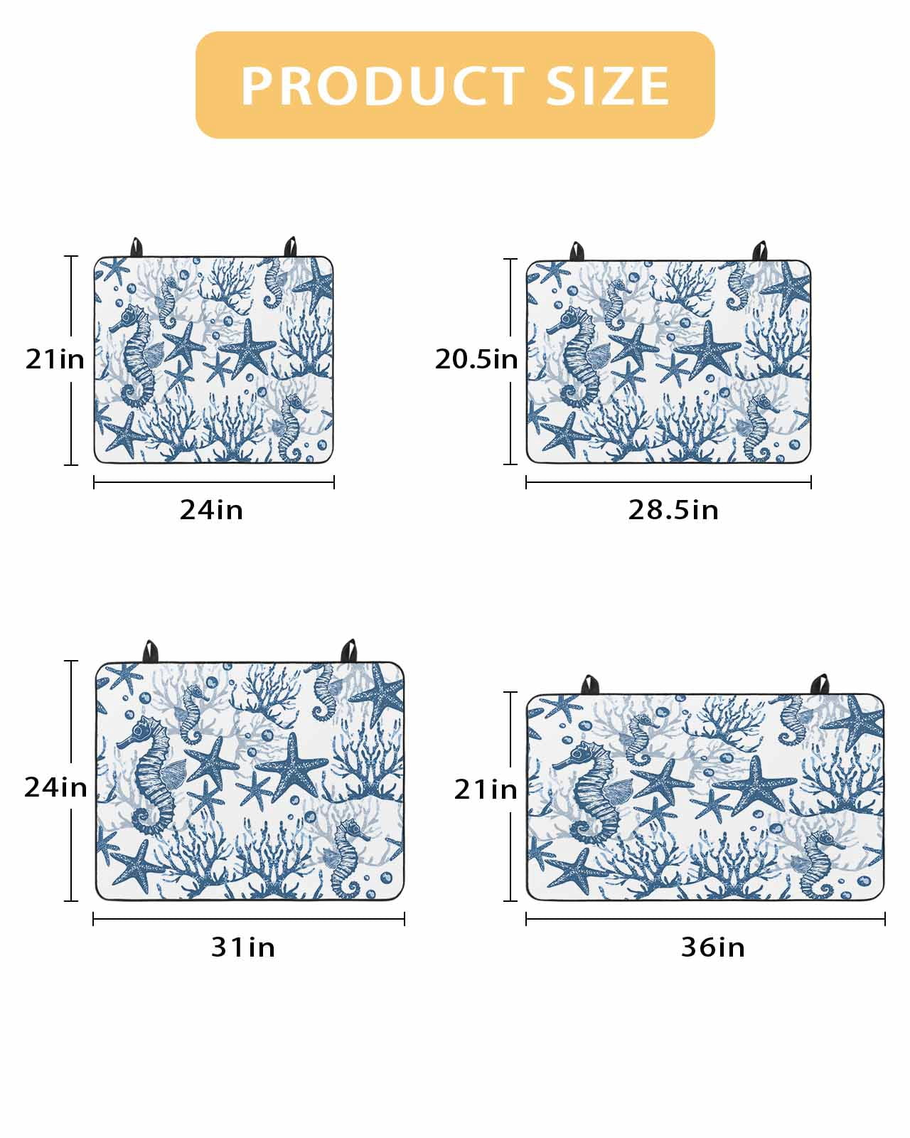 nqOlkjepod Large Induction Cooktop Protector Mat 24"x21", Coastal Blue Stove Top Covers for Electric Stove, Ocean Seahorse Starfish Coral Sea Stove Burner Cover Mats, Glass Top Stove Cover