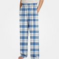 thumbnail image 5 of HAOTAGS Kids Plaid Pants (4-16) Elastic Waist Stright Leg Loungewear Pants with Pockets Blue Size 4T, 5 of 7