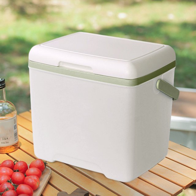 Cubeta De Hielo Caja de almacenamiento de alimentos para acampar de 13 l, mini nevera, nevera (blanco, verde, sin termómetro)