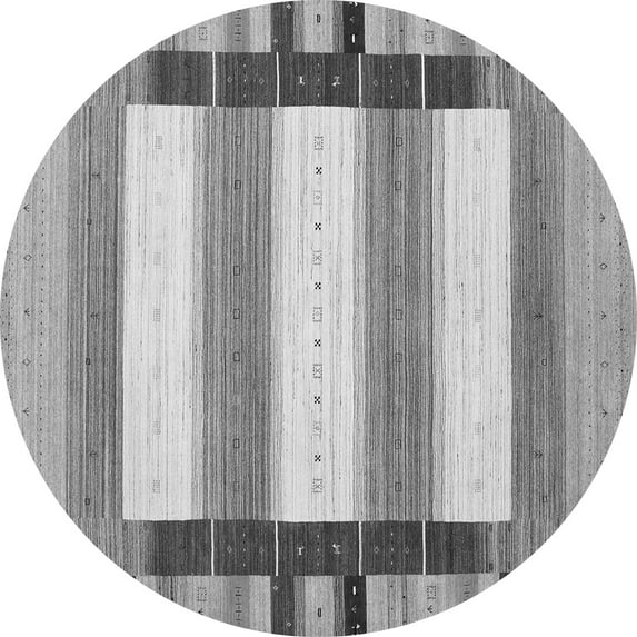 Ahgly Company Indoor Round Abstract Gray Contemporary Area Rugs, 7' Round