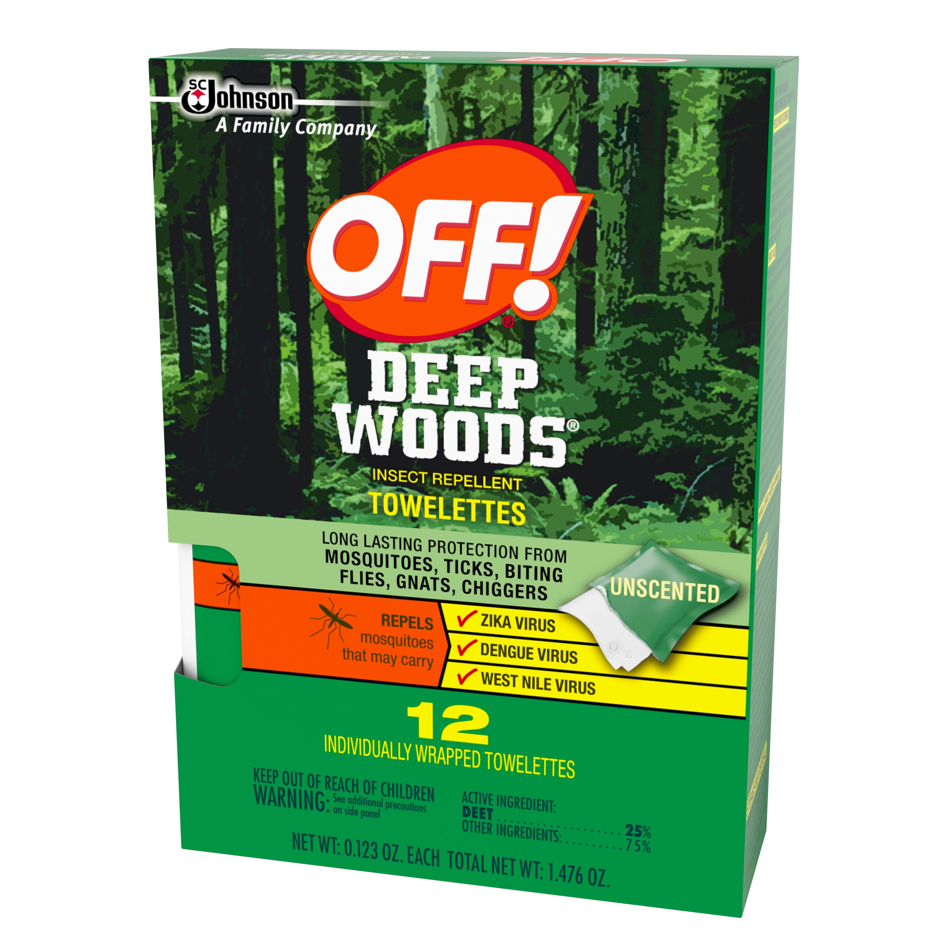 Off! Deep Woods Insect Repellent Towelettes 12ea