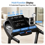 YPOO Folding Exercise Treadmill for Home Use, Walking Pad with Incline, 8 mph Running, Auto Fold, Compact, 300 lb Capacity for Small Spaces