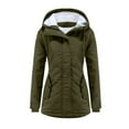 thumbnail image 3 of XPMWRP Women's Fleece Lined Hooded Thicken Coat Long Sleeve Solid Color Casual Zip Up Jackets Winter Soft Warm Trendy Coats with Pockets Green M, 3 of 5