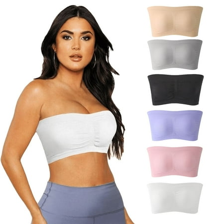 

Strapless Bandeau Bra Seamless Bralettes Stretchy Padded Tube Top Bra for Women