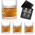 thumbnail image 1 of Juego de 4 Vasos para Whisky, con 4 Vasos de Cristal para Whiskey 330ml y Caja de Regalo de Lujo, para Cognac, Vodka, Bourbon y Más, Ideal Regalos para Hombre, Papa, Novio, Marido, 1 of 7