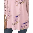 thumbnail image 4 of DYMADE Women Printed Lace Button V-Neck Loose 3/4 Sleeve Casual Shirt Top, 4 of 4