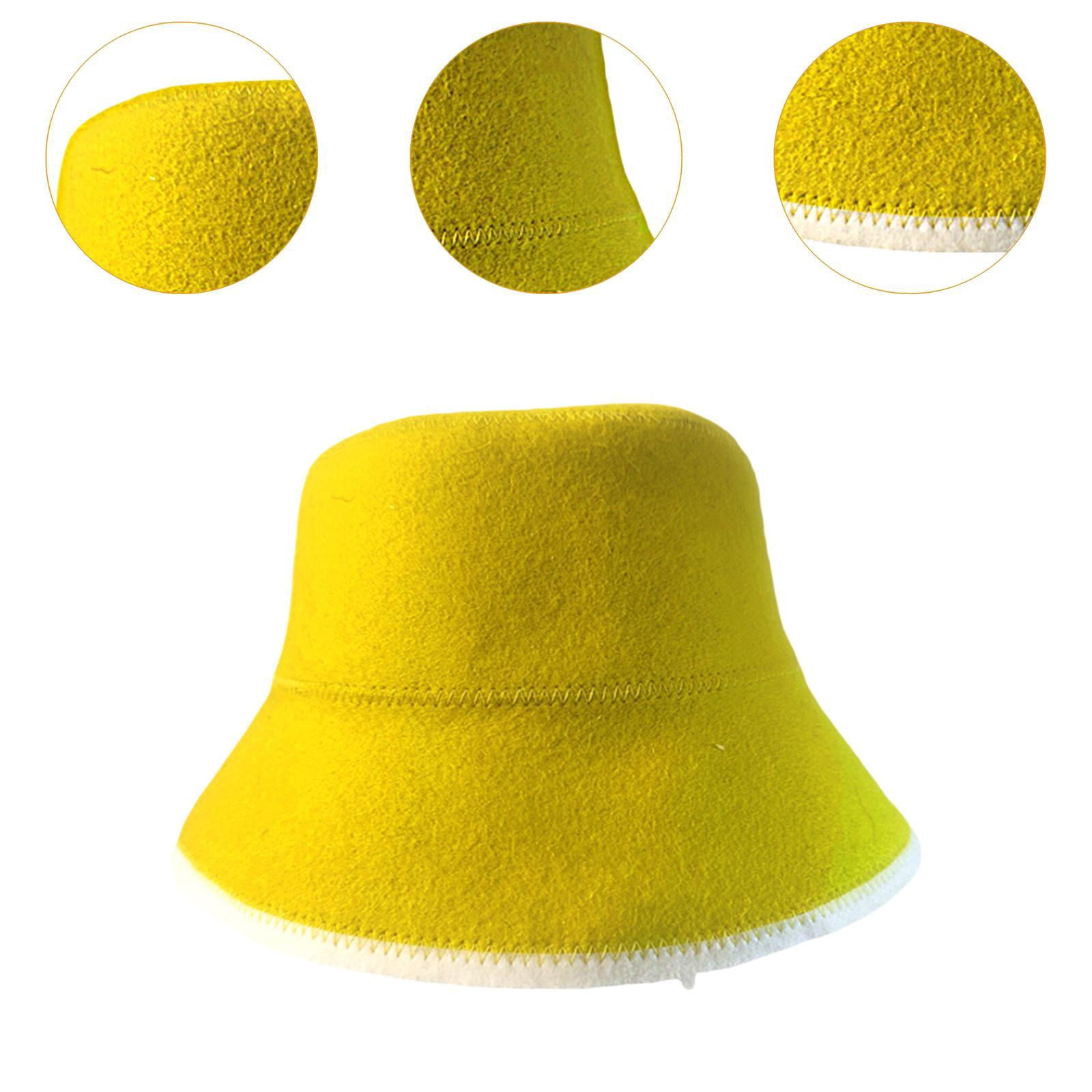 oshhni Felt Cloth Sauna Hat Bath Accessories Sauna Cap for Bath House Men Women SPA Yellow