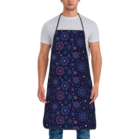 

Xecao Stars And Gradient Colorful Snowflakes Print Funny BBQ Chef Aprons for Men Women Adjustable Kitchen Cooking Aprons with Pocket Waterproof Oil Proof No Pilling Fading