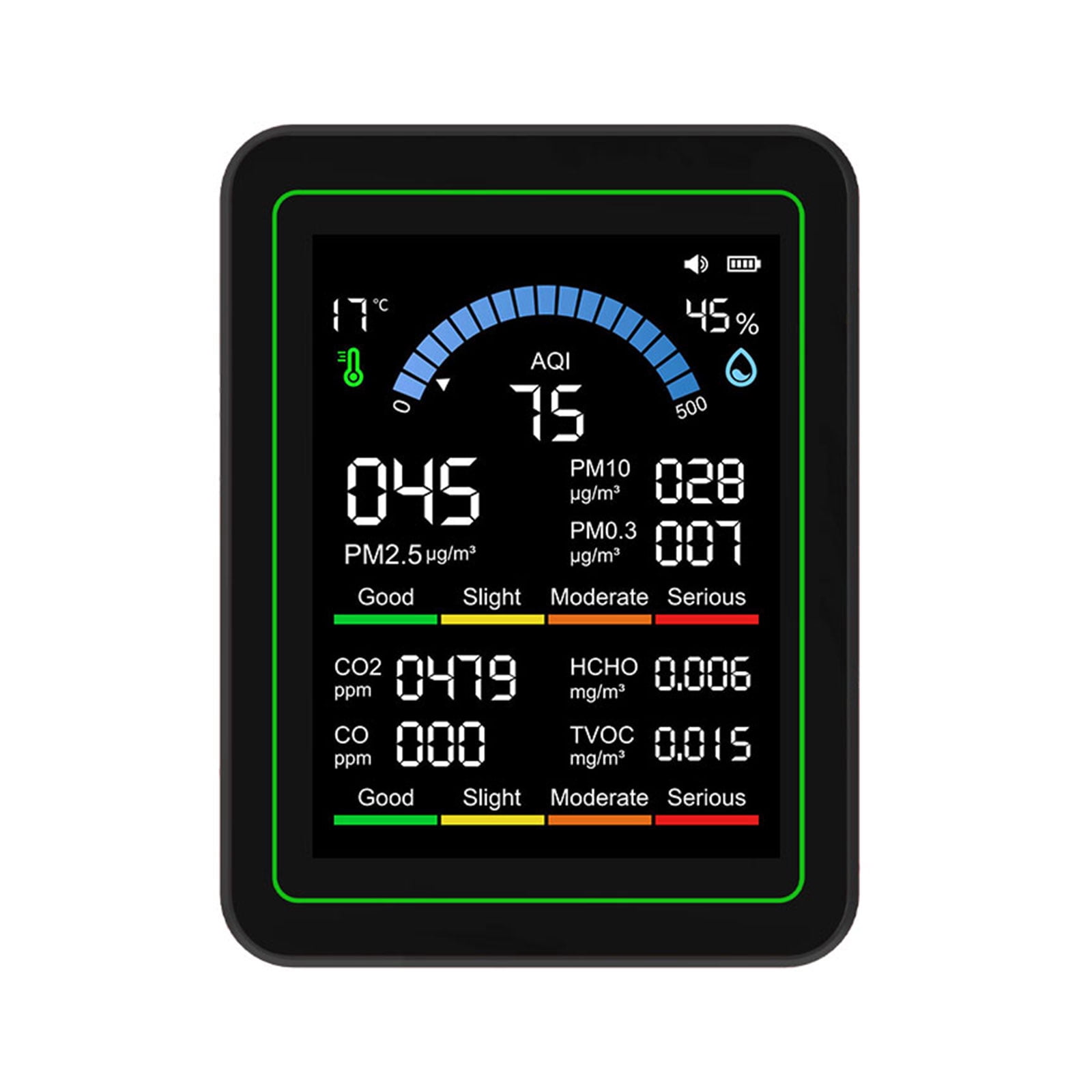 Air Quality Monitors, Detects PM2.5, CO2, PM10,PM 1.0, Formaldehyde,TVOC,Temperature and Humidity Air Quality