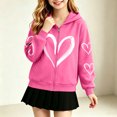 thumbnail image 6 of NAISIBABY Girls' Zip-Up Hoodie, Heart Print Long Sleeve Loose Fit Causal Sweatshirt Size 3T, 6 of 6
