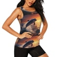 thumbnail image 2 of Daiia Sunset Dancing Dolphin Printed Womens Workout Tops for Women Quick-dry Tank Tops Mesh Yoga Shirts Athletic Running Tank Tops Sleeveless Gym Clothes-Large, 2 of 7