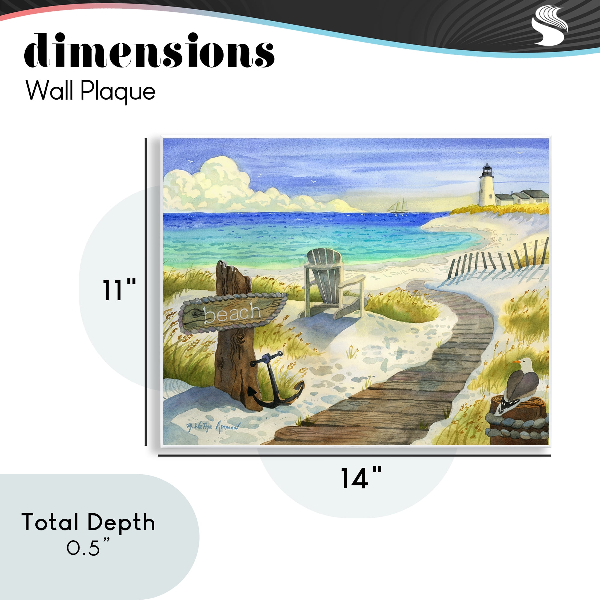 Stupell Industries Boardwalk To The Lighthouse Wall Plaque Art, design by Robin Altman
