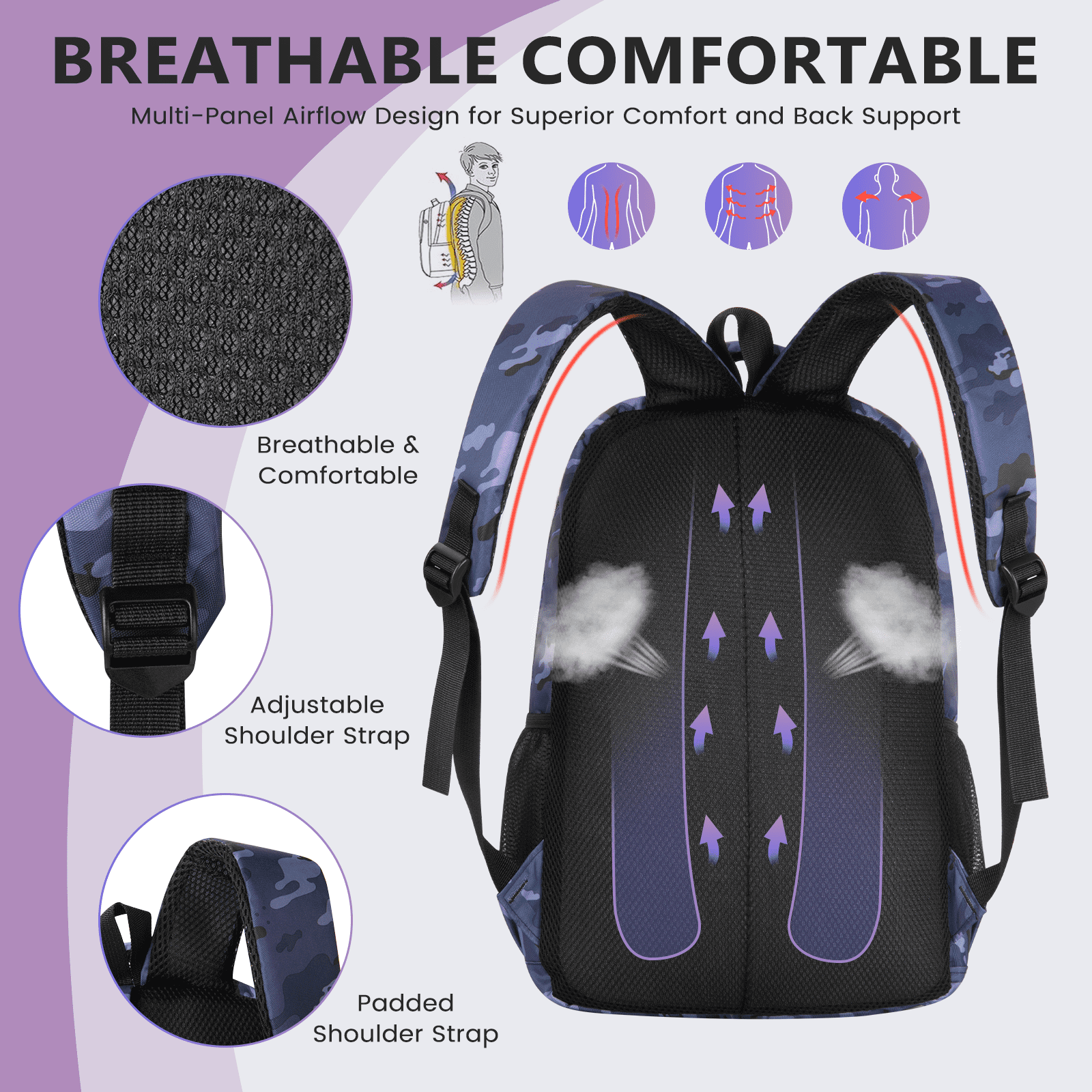 Backpack for Work, College, and Travel, Water Resistant Bookbag, Backpack for / & / with Adjustable Padded Mesh Straps, Geometric Print Backpack for / / College Bag Bookbags