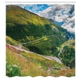 thumbnail image 2 of Ambesonne Switzerland Shower Curtain, Furka Pass Flowers View, 69"Wx84"L, Dark Khaki Olive Green, 2 of 4