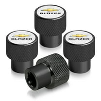 Chevrolet Blazer Dual Logo in White on Black Aluminum Tire Valve Stem Caps