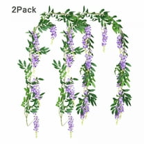 ZULAR 2Pcs 6Ft/Piece Wisteria Hanging Flowers Artificial Flowers Wisteria Garland Artificial Wisteria Vine Hanging Flower Greenery Garland for Home Garden Outdoor Wedding Arch Floral Decor(Purple)