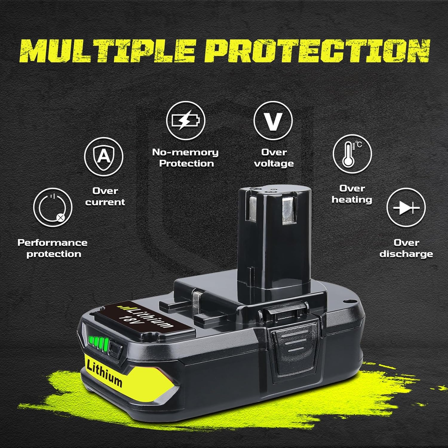 2 Packs 3.0Ah P108 Lithium Replacement Battery Compatible with Ryobi 18V Battery P102 P103 P104 P105 P107 P108 P109 P190 P122 for 18VCordless Power Tools